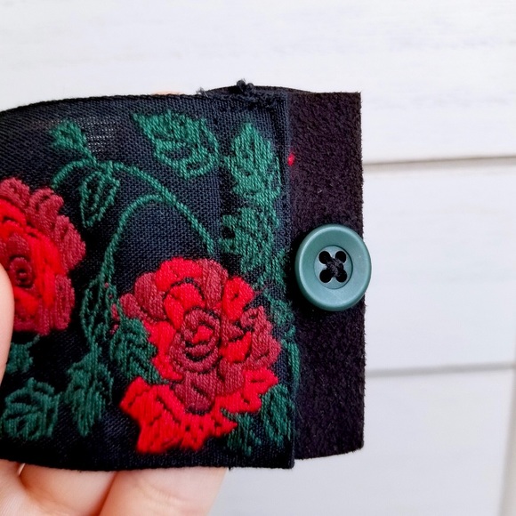 Vintage Rose Embroidered Cuff Bracelet - Picture 5 of 5